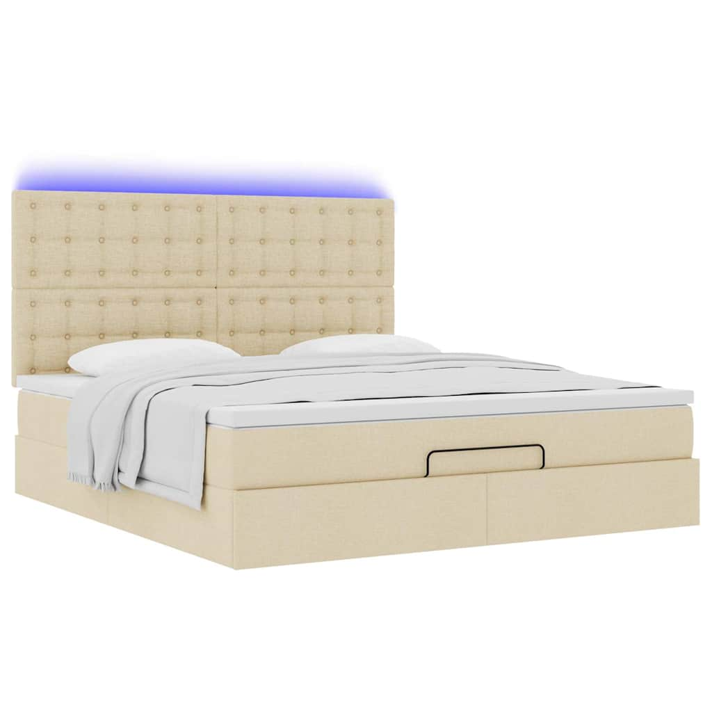 vidaXL Estructura de cama otomana con colchón tela crema 180x200cm