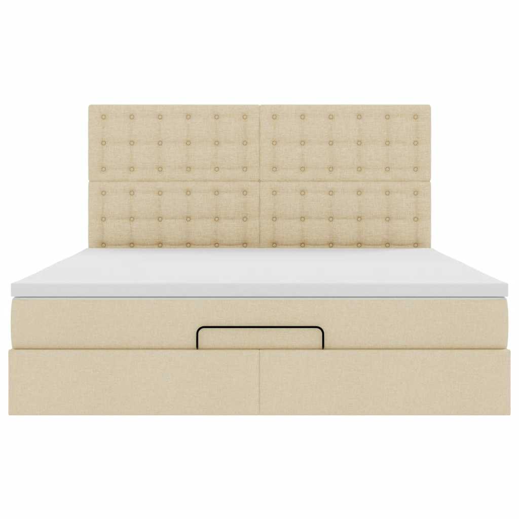 vidaXL Estructura de cama otomana con colchón tela crema 180x200cm