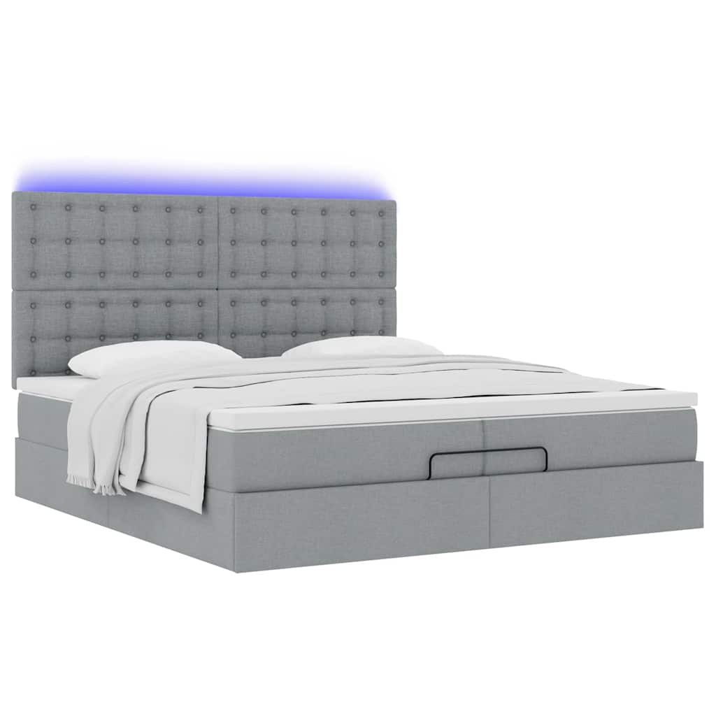 vidaXL Estructura de cama otomana colchones tela gris claro 200x200cm