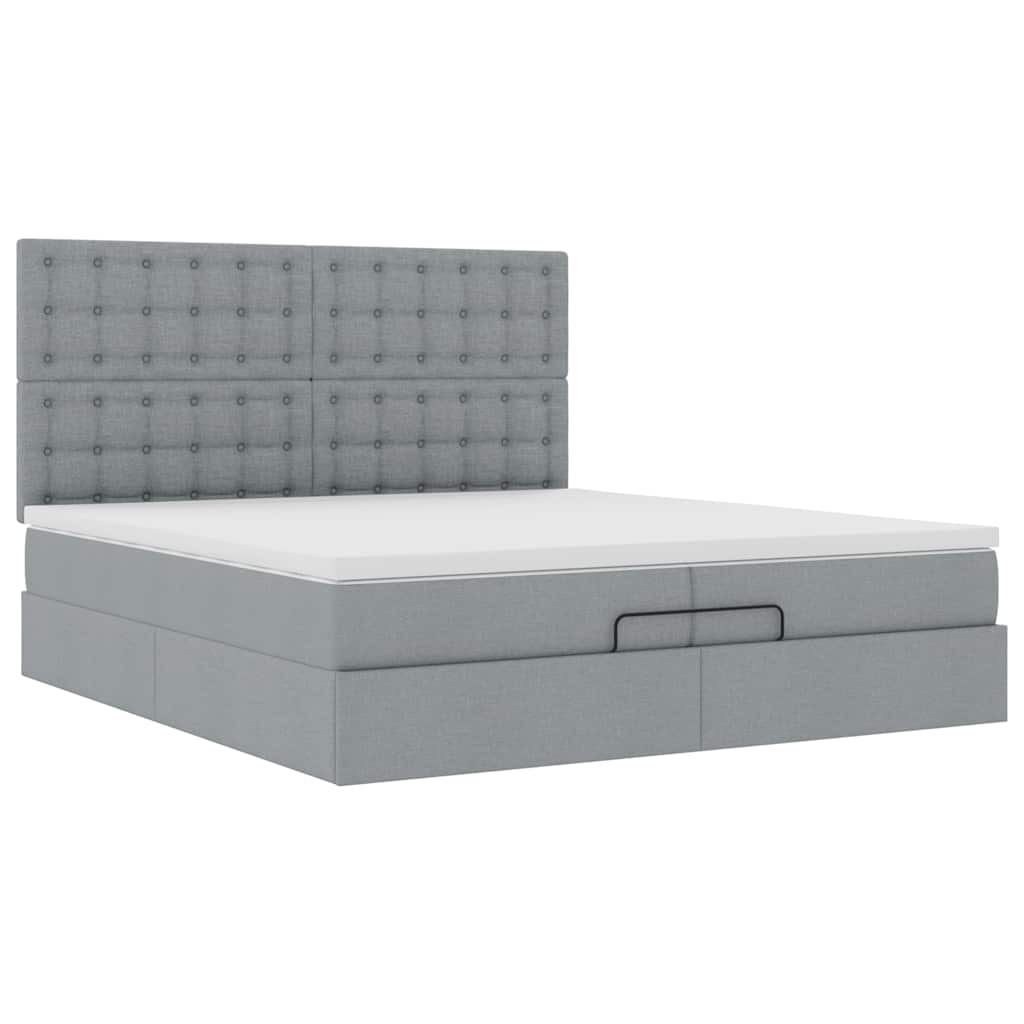 vidaXL Estructura de cama otomana colchones tela gris claro 200x200cm