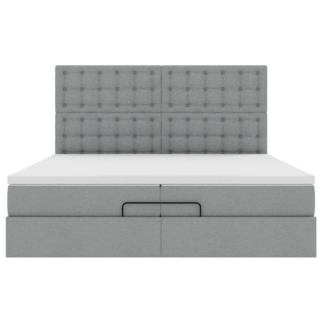 vidaXL Estructura de cama otomana colchones tela gris claro 200x200cm