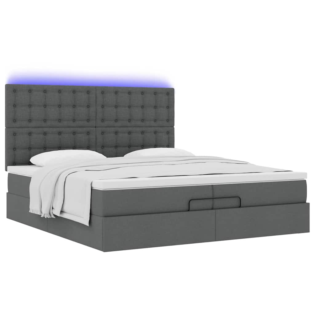 vidaXL Estructura cama otomana colchones tela gris oscuro 200x200cm