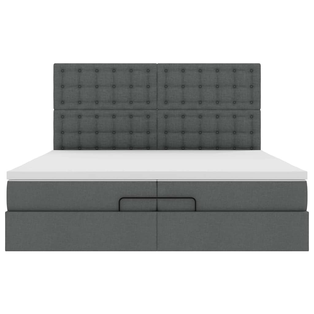 vidaXL Estructura cama otomana colchones tela gris oscuro 200x200cm