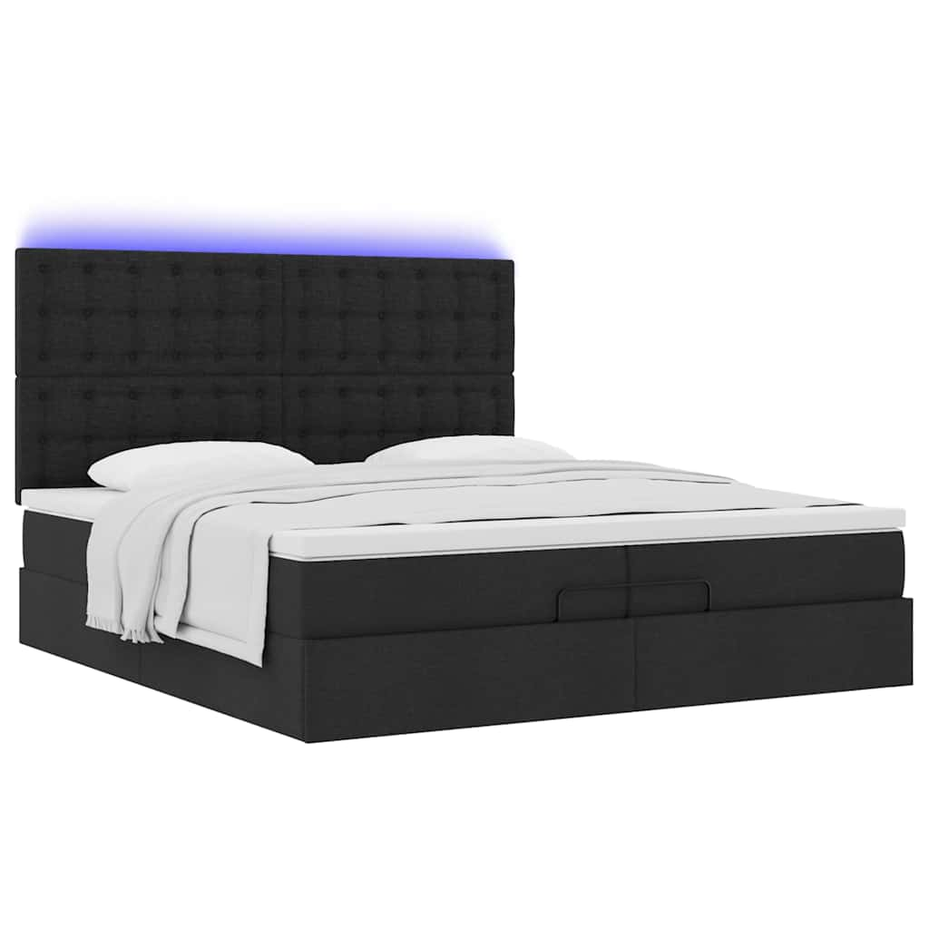 vidaXL Estructura de cama otomana con colchones tela negra 200x200cm