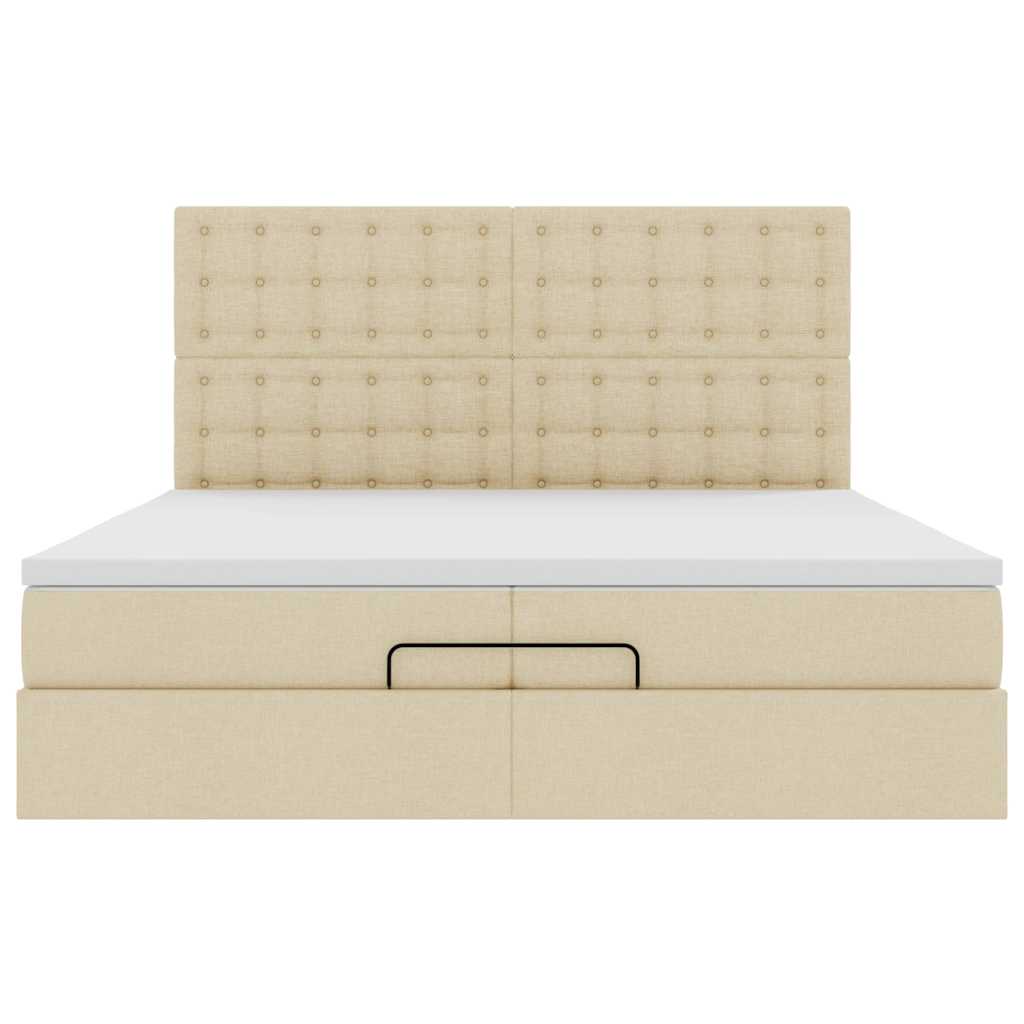 vidaXL Estructura de cama otomana con colchones tela crema 200x200cm