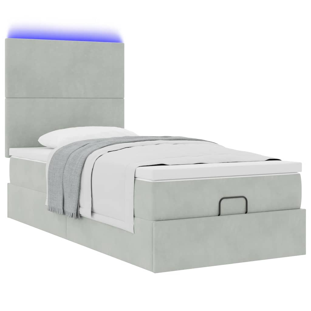 vidaXL Estructura cama otomana colchones gris claro 80x200cm