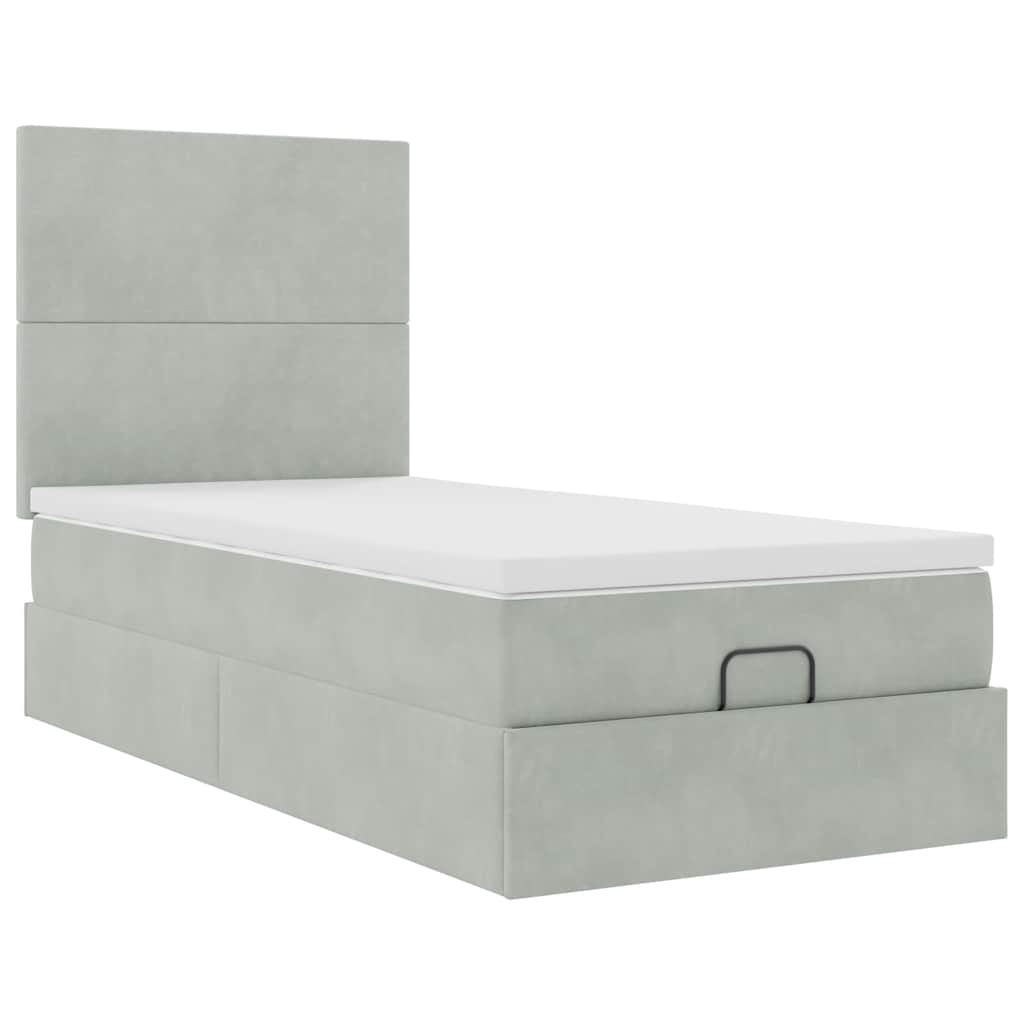 vidaXL Estructura cama otomana colchones gris claro 80x200cm