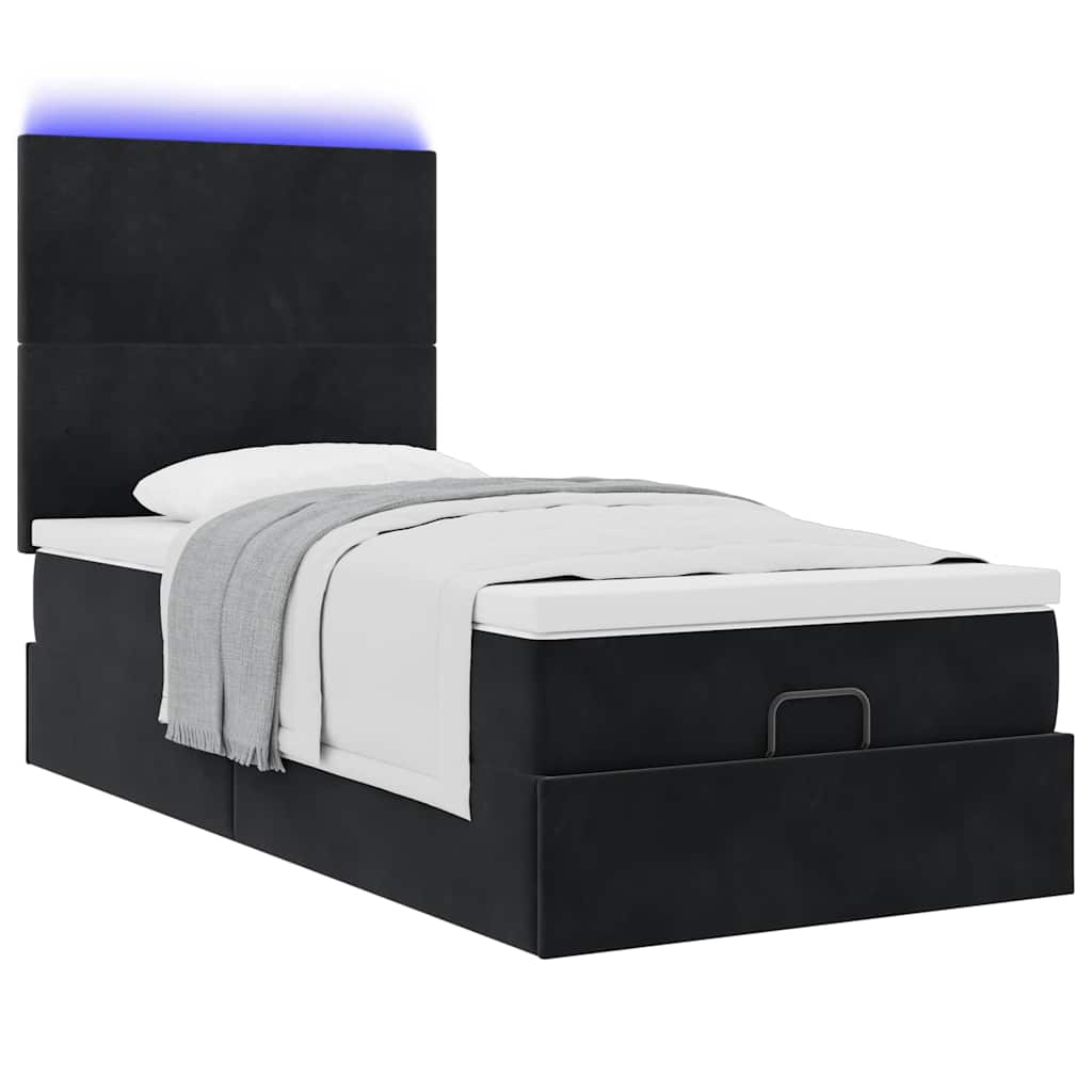 vidaXL Estructura cama otomana colchones terciopelo negra 80x200cm