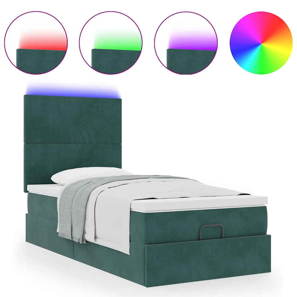 vidaXL Estructura cama otomana colchones terciopelo verde oscuro