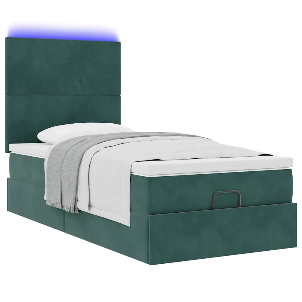 vidaXL Estructura cama otomana colchones terciopelo verde oscuro