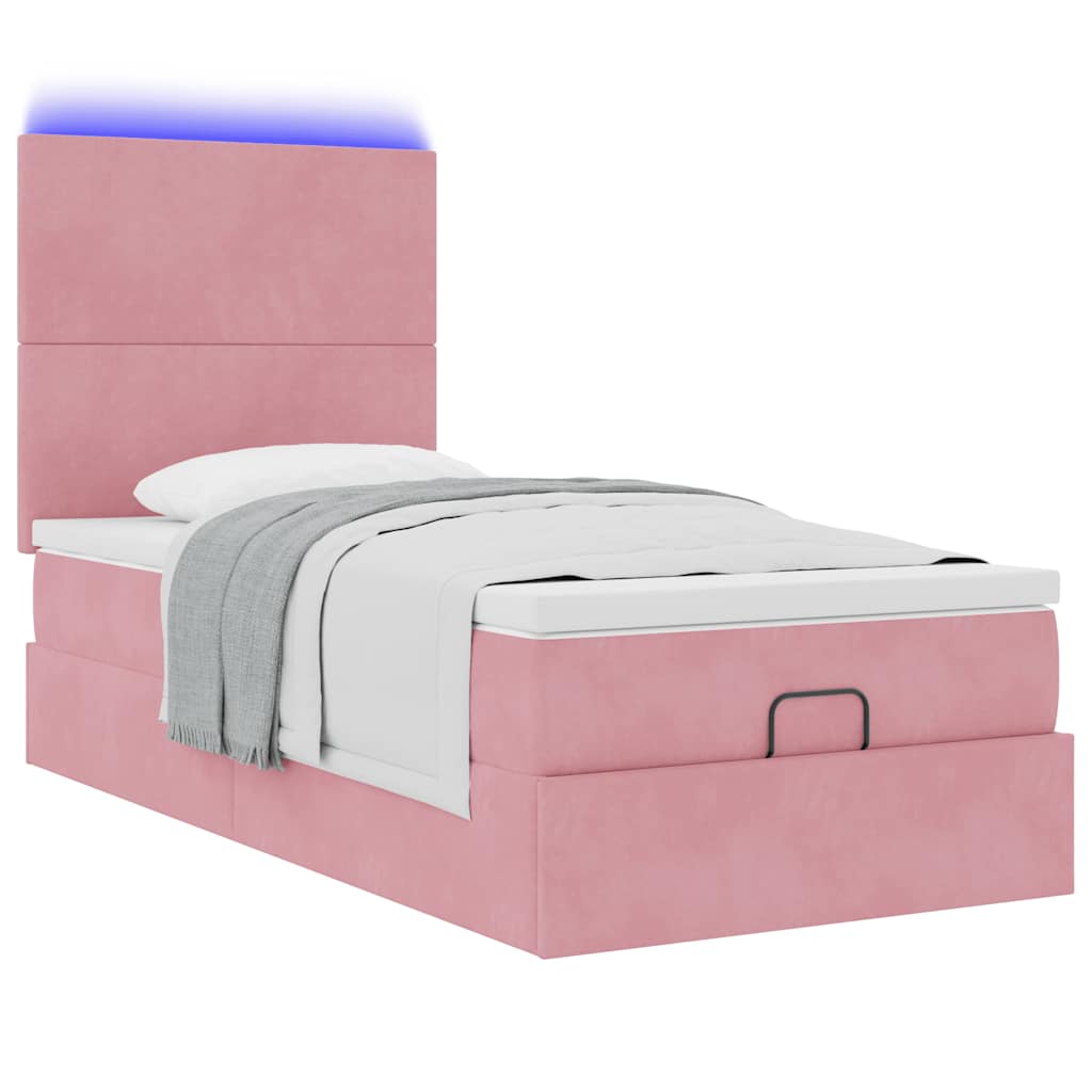 vidaXL Estructura cama otomana colchones terciopelo rosa 80x200cm