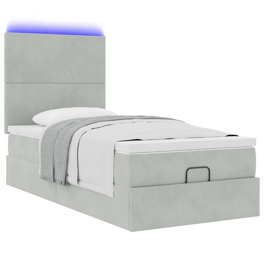 vidaXL Estructura cama otomana colchones gris claro 90x190cm