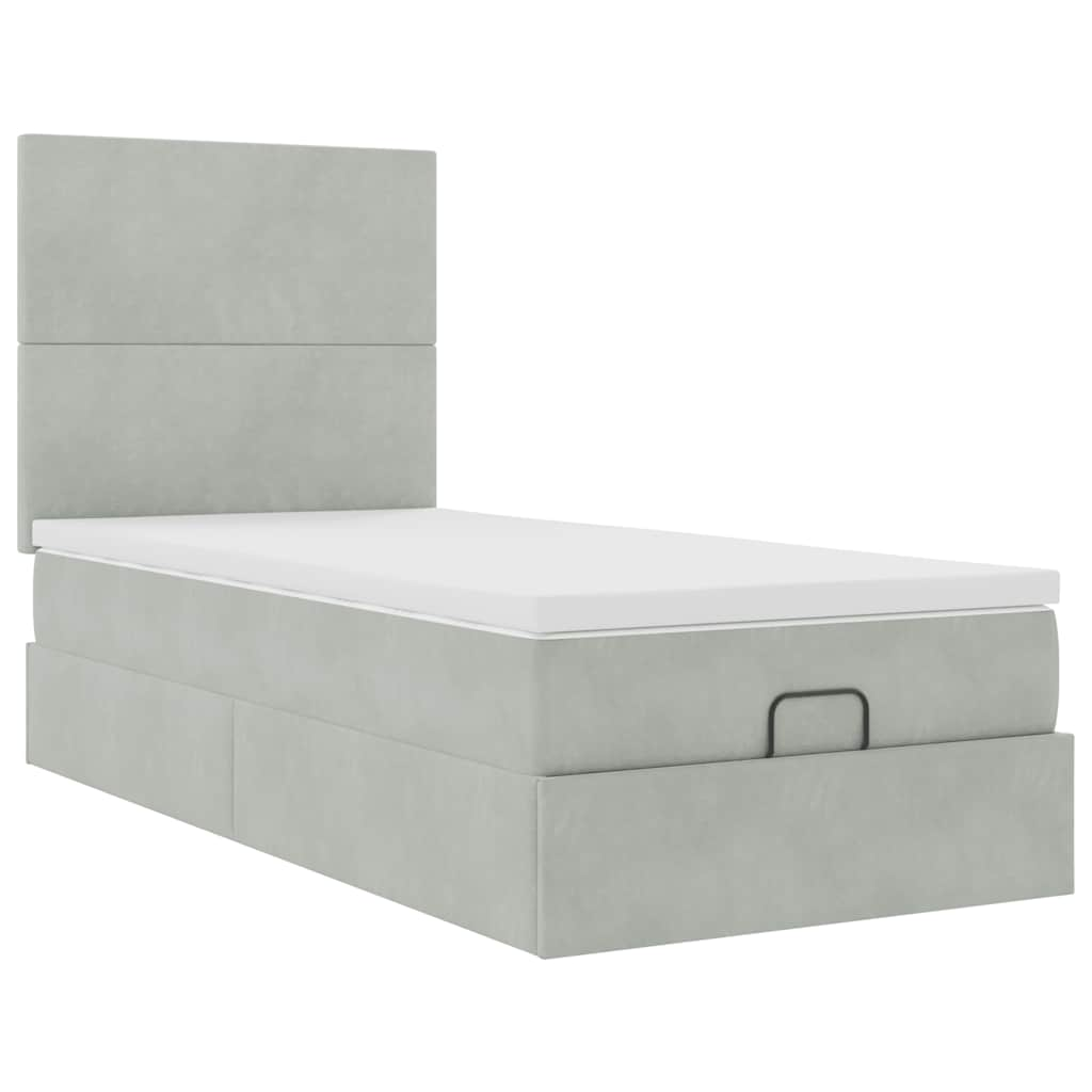 vidaXL Estructura cama otomana colchones gris claro 90x190cm