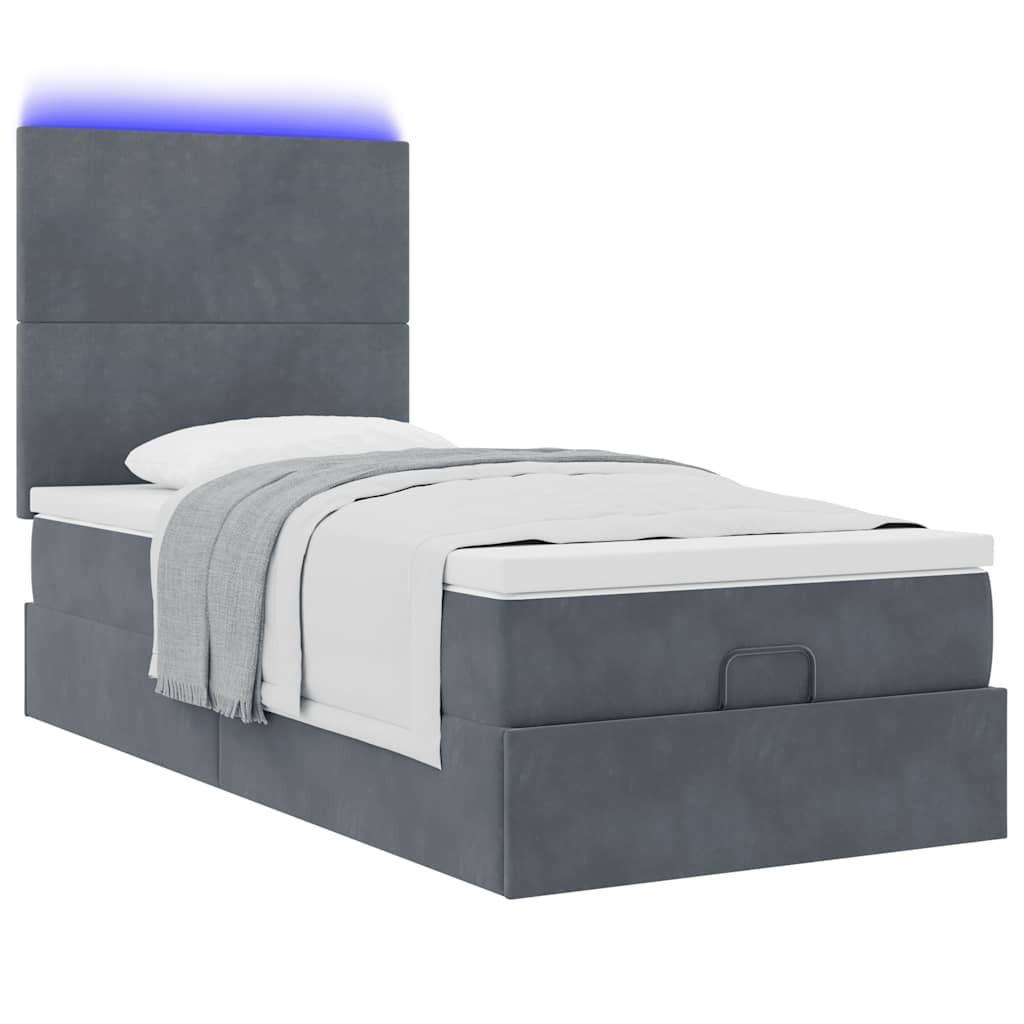 vidaXL Estructura cama otomana colchones gris oscuro 90x190cm