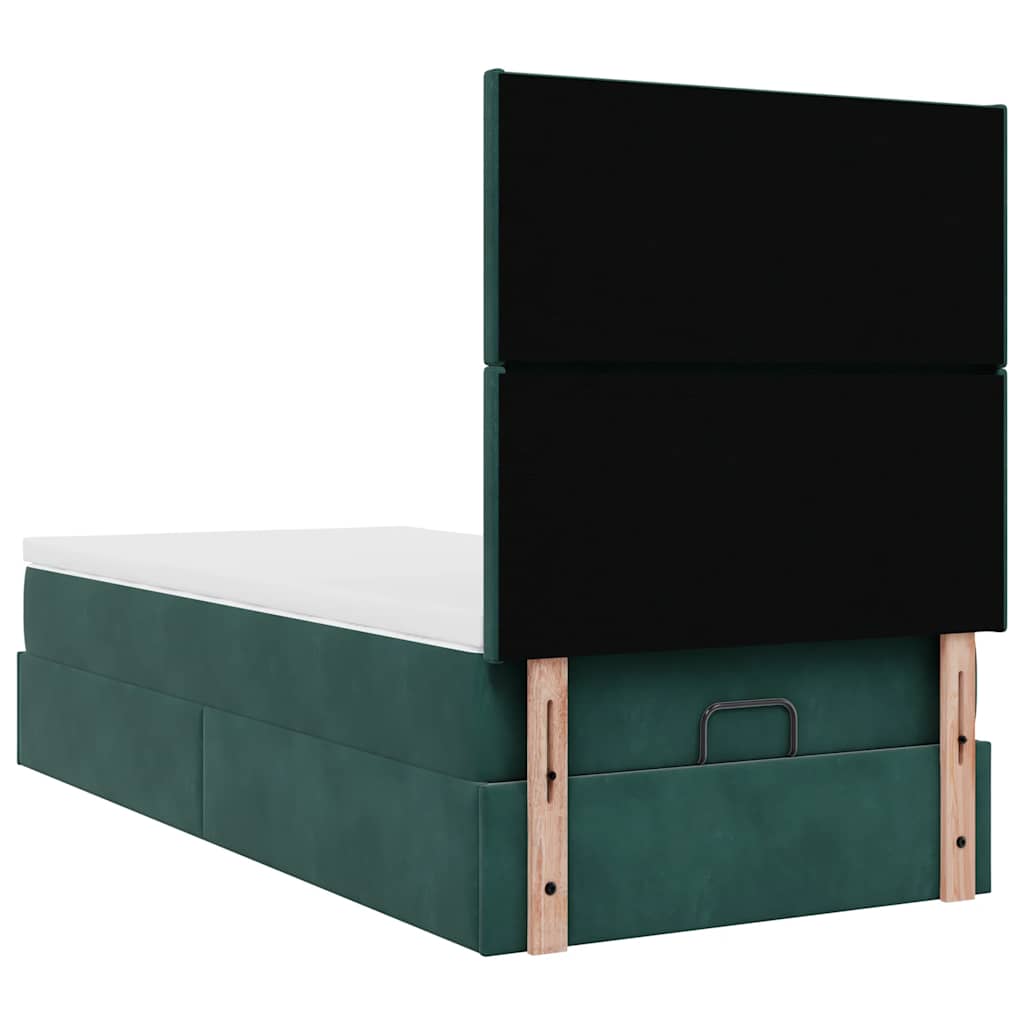 vidaXL Estructura cama otomana colchones verde oscuro 90x190cm