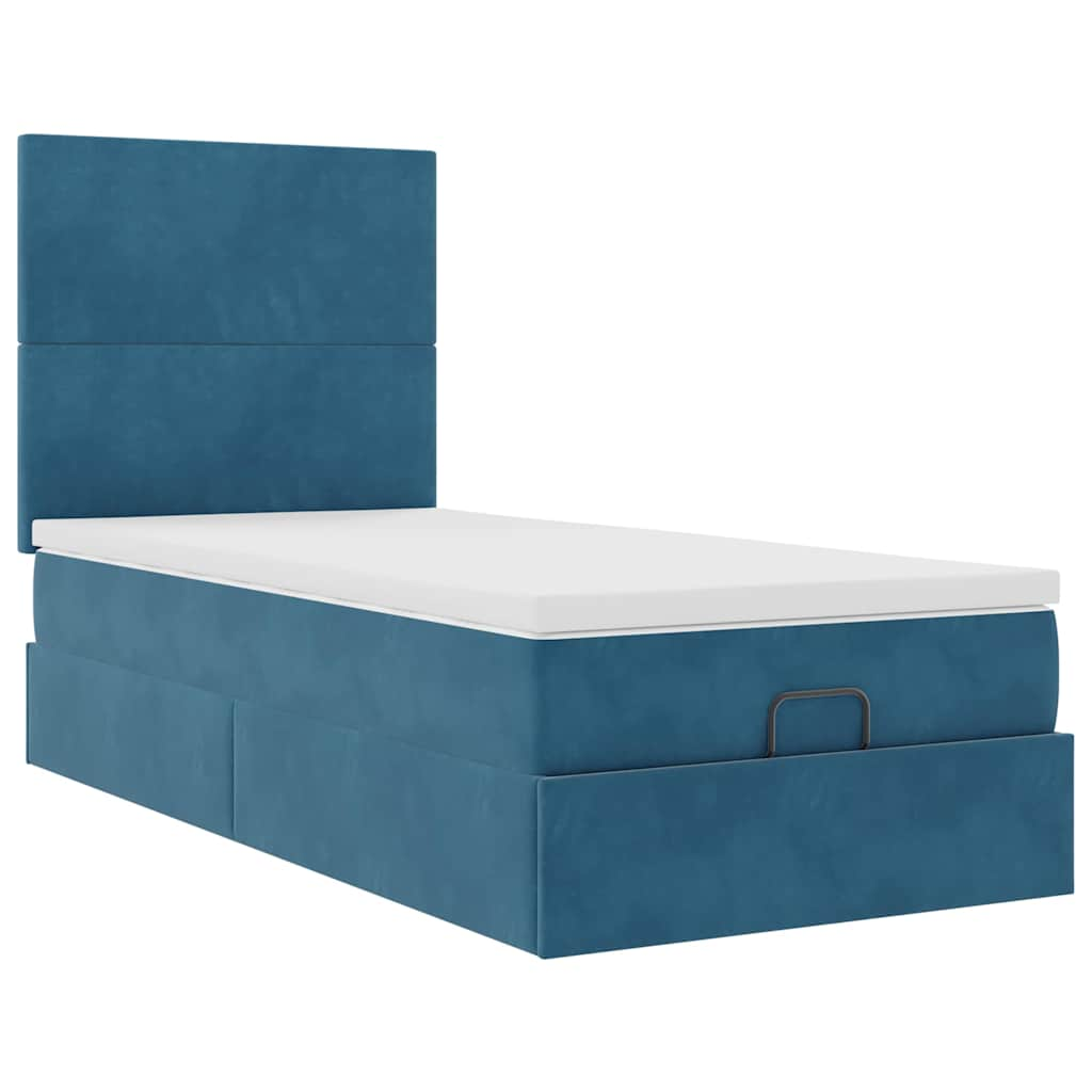 vidaXL Estructura de cama otomana con colchones terciopelo azul oscuro