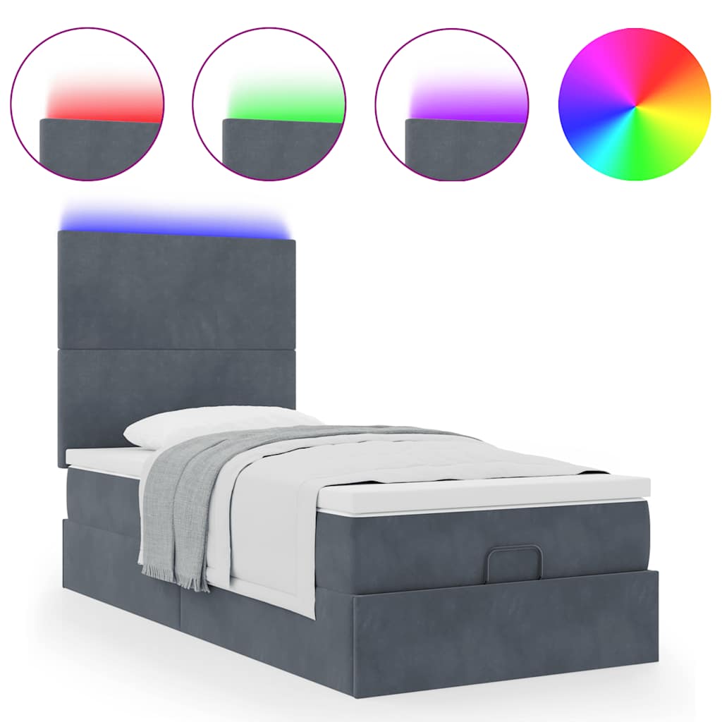 vidaXL Estructura cama otomana colchones terciopelo gris oscuro