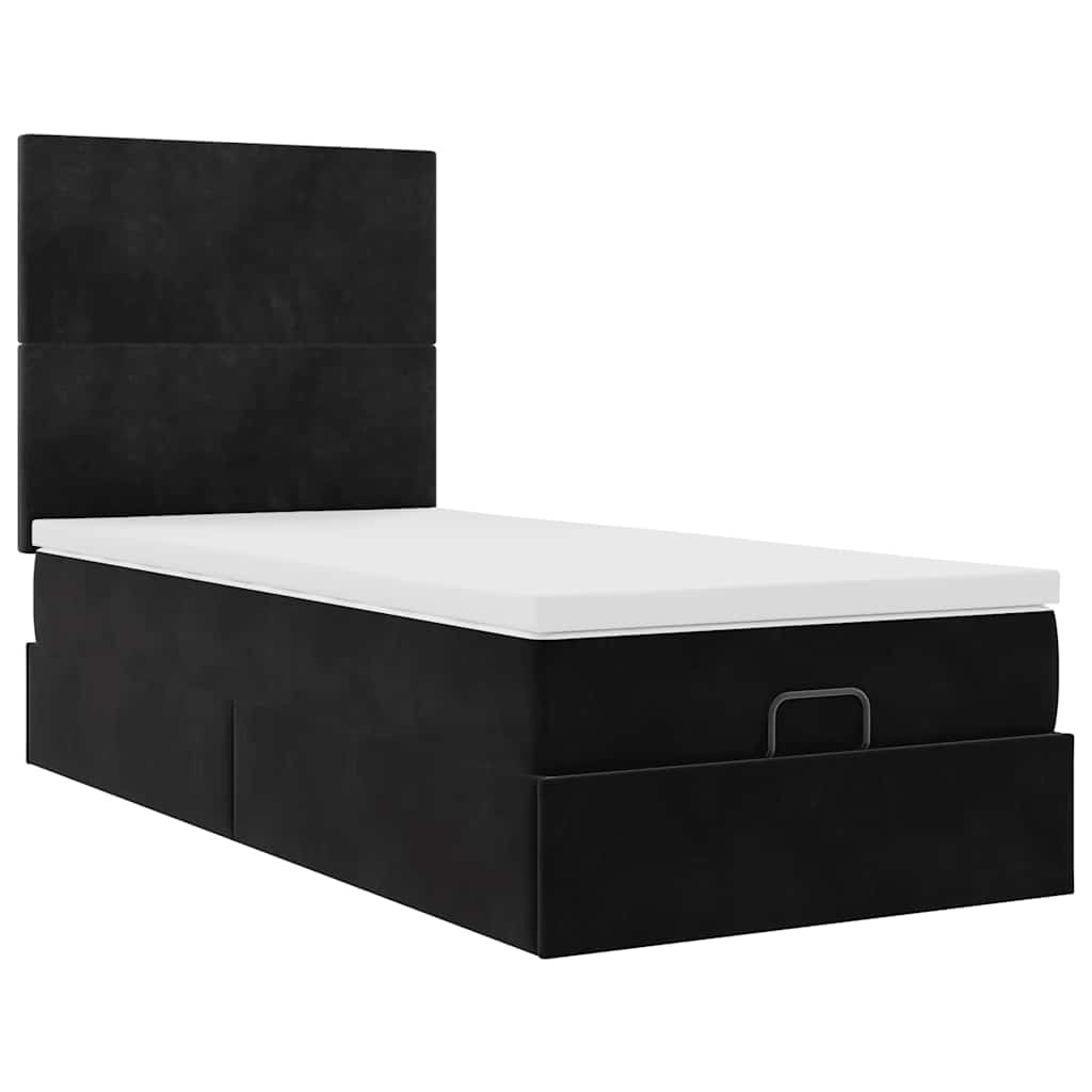 vidaXL Estructura de cama otomana colchones terciopelo negro 100x200cm