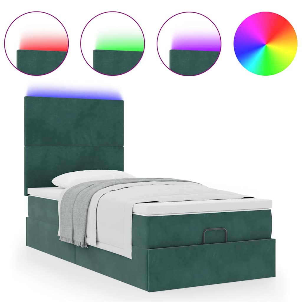 vidaXL Estructura de cama otomana colchones terciopelo verde oscuro