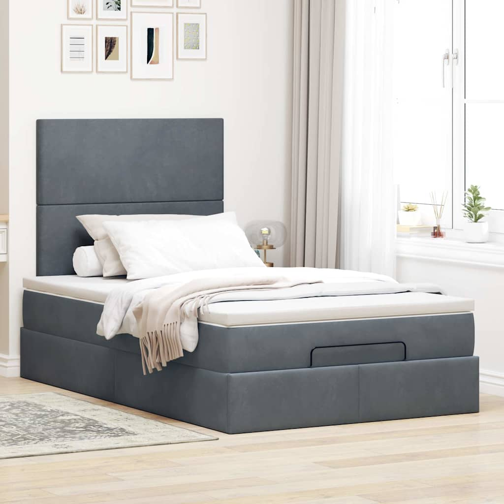 vidaXL Estructura de cama otomana colchones terciopelo gris oscuro