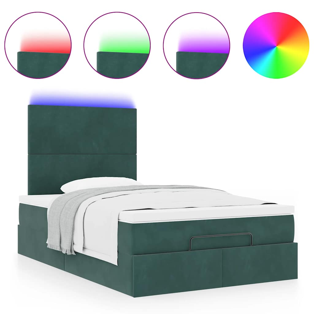 vidaXL Estructura de cama otomana colchones terciopelo verde oscuro