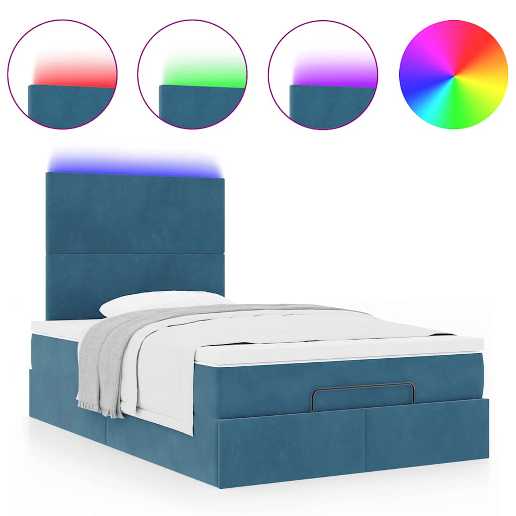 vidaXL Estructura de cama otomana colchones terciopelo azul oscuro