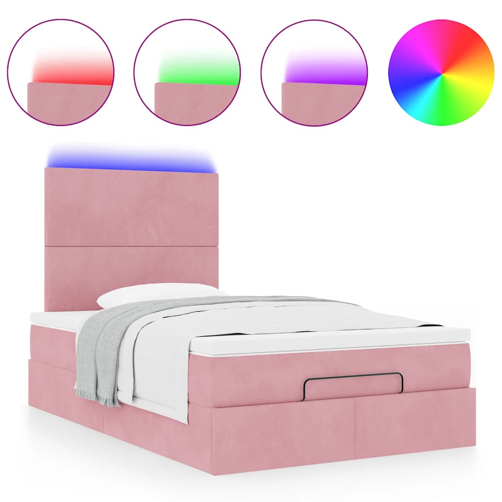 vidaXL Estructura cama otomana colchones terciopelo rosa 120x190 cm