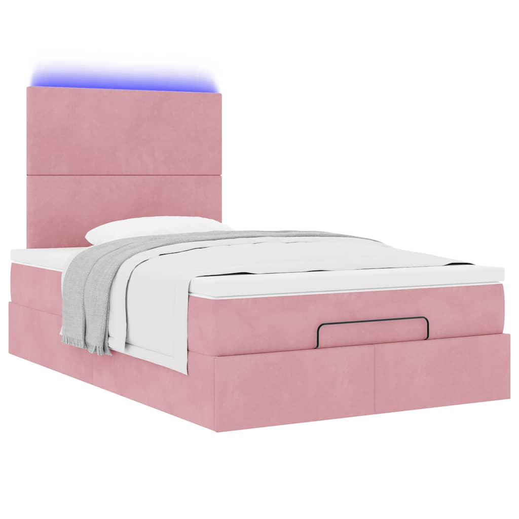 vidaXL Estructura cama otomana colchones terciopelo rosa 120x190 cm