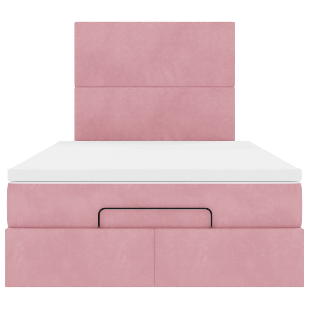 vidaXL Estructura cama otomana colchones terciopelo rosa 120x190 cm