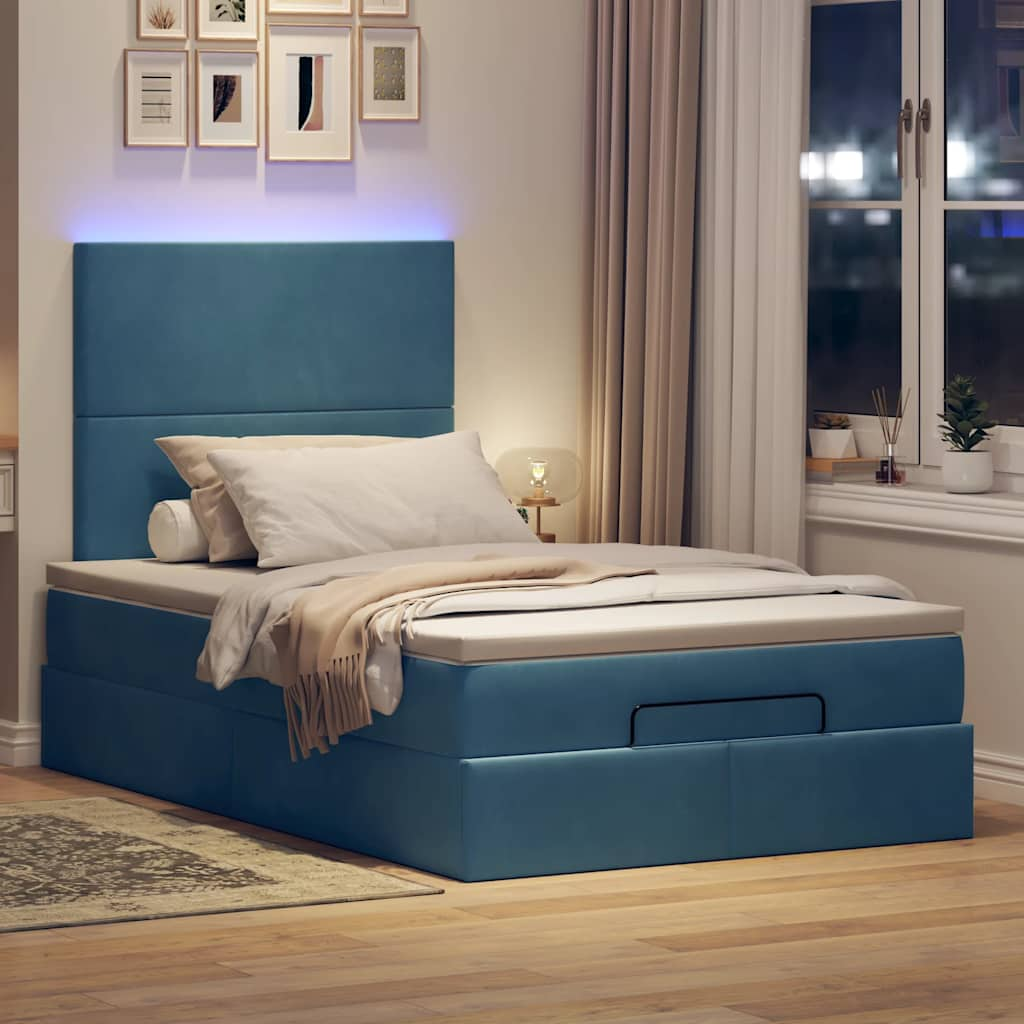 vidaXL Estructura de cama otomana colchones terciopelo azul oscuro