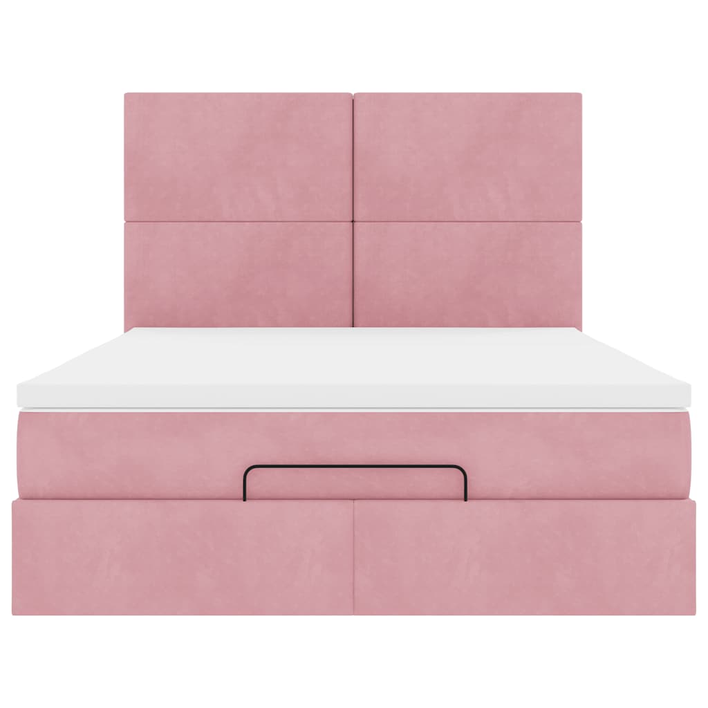 vidaXL Estructura cama otomana colchones terciopelo rosa 140x200cm