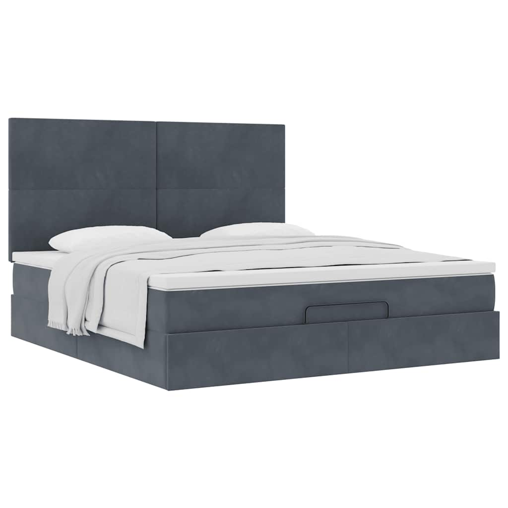 vidaXL Estructura cama otomana colchones terciopelo gris oscuro