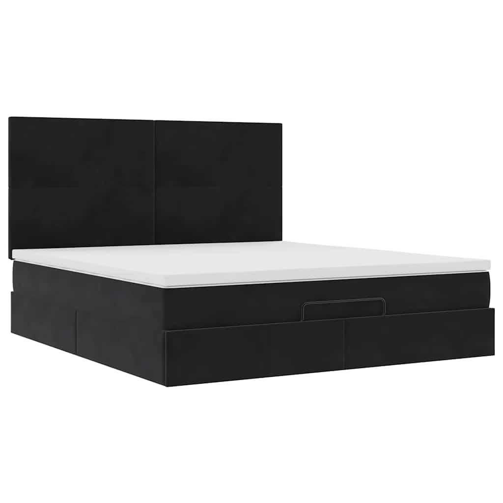 vidaXL Estructura de cama otomana colchones terciopelo negra 180x200cm