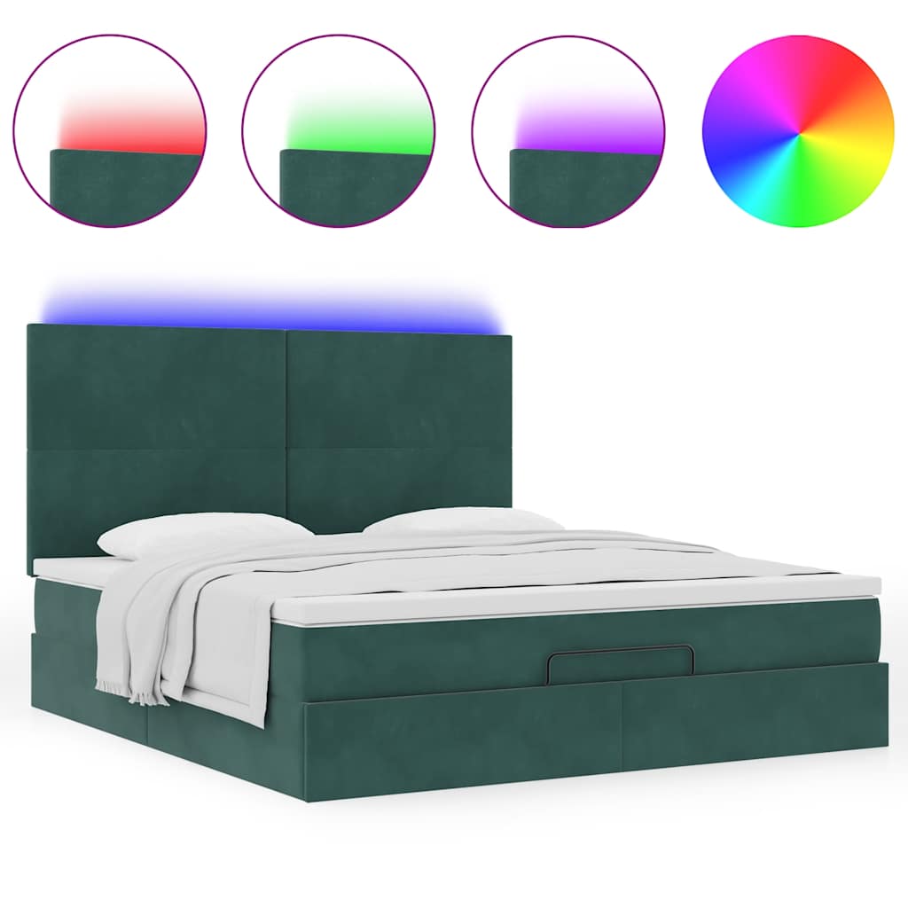 vidaXL Estructura de cama otomana colchones terciopelo verde oscuro