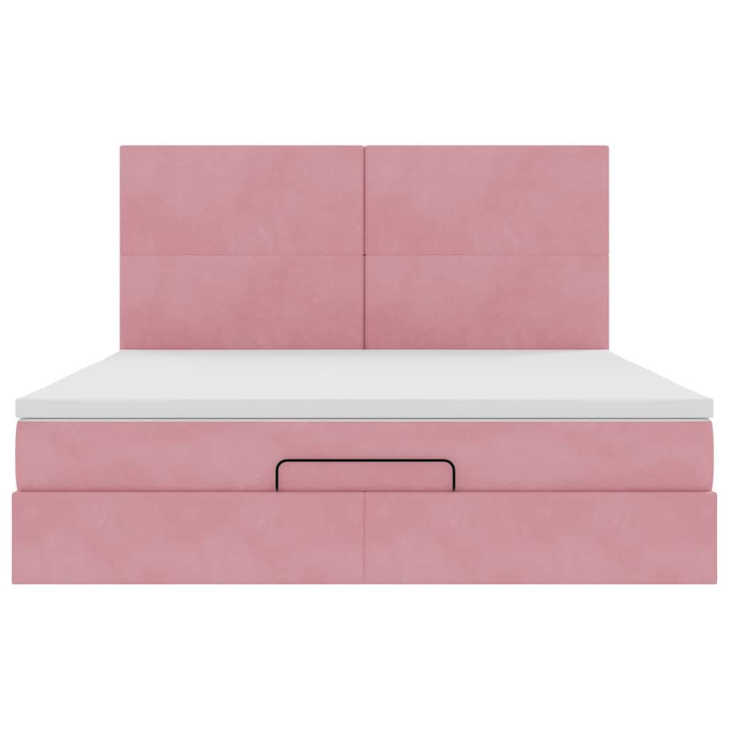 vidaXL Estructura de cama otomana colchones terciopelo rosa 180x200cm