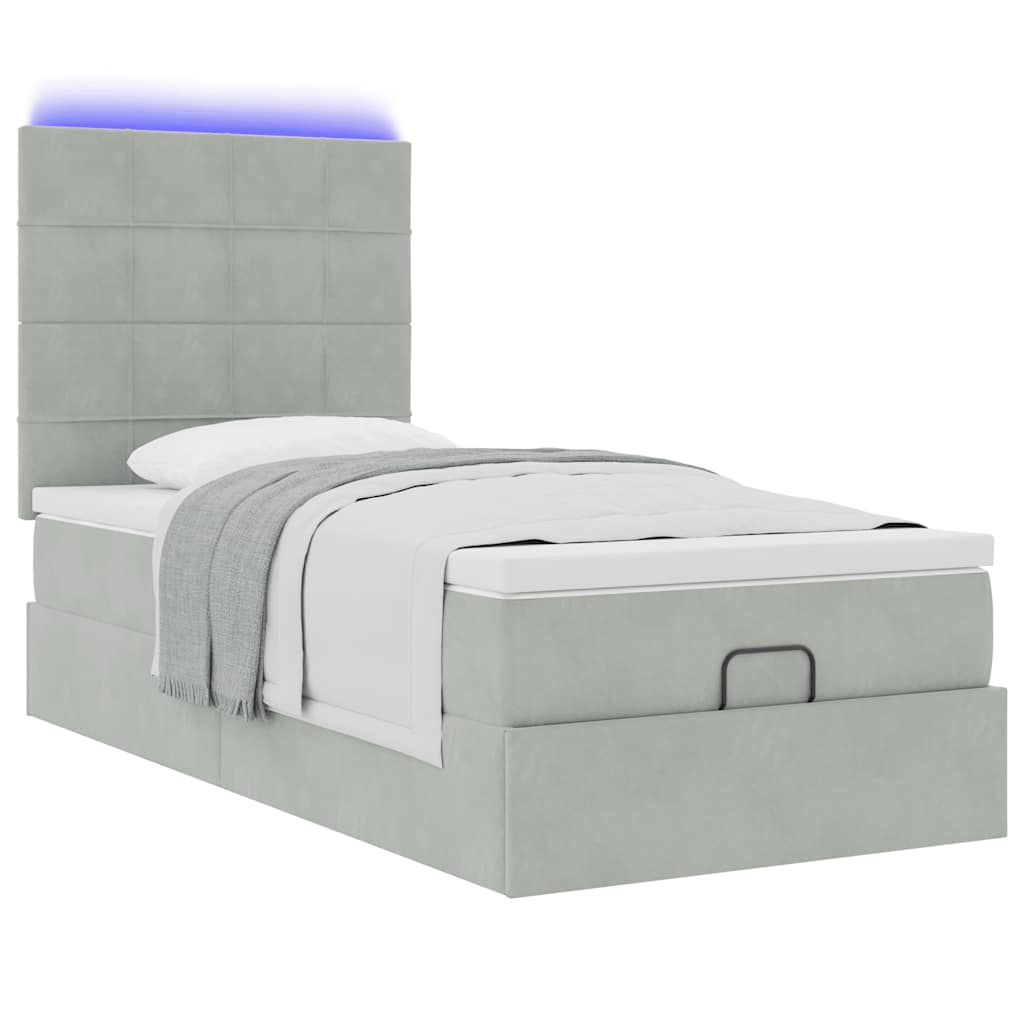 vidaXL Estructura cama otomana colchones gris claro 80x200cm