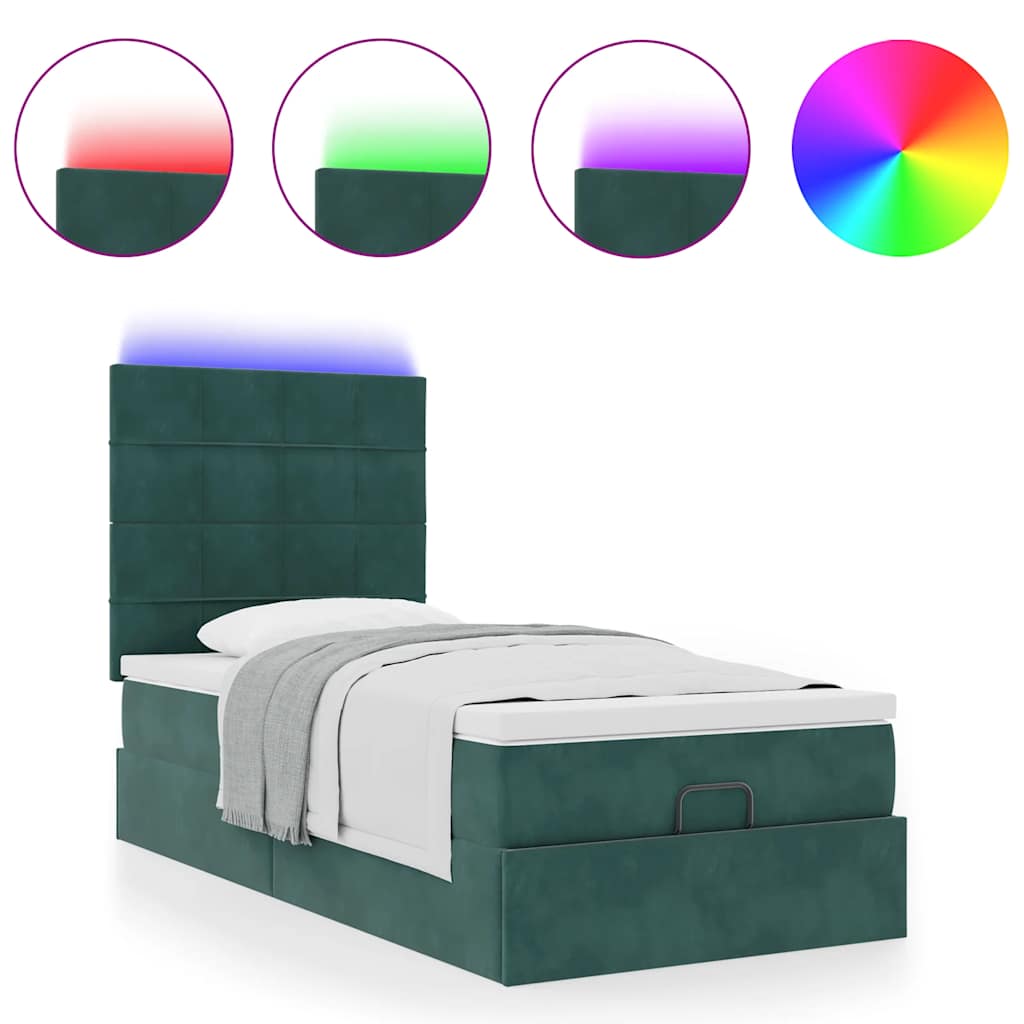 vidaXL Estructura cama otomana colchones terciopelo verde oscuro