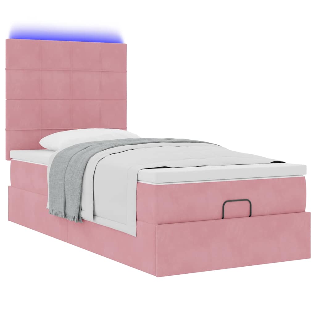 vidaXL Estructura cama otomana colchones terciopelo rosa 80x200cm