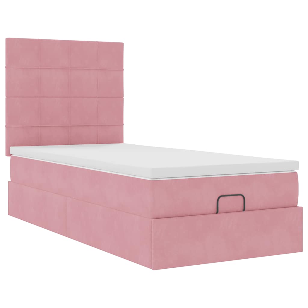 vidaXL Estructura cama otomana colchones terciopelo rosa 80x200cm