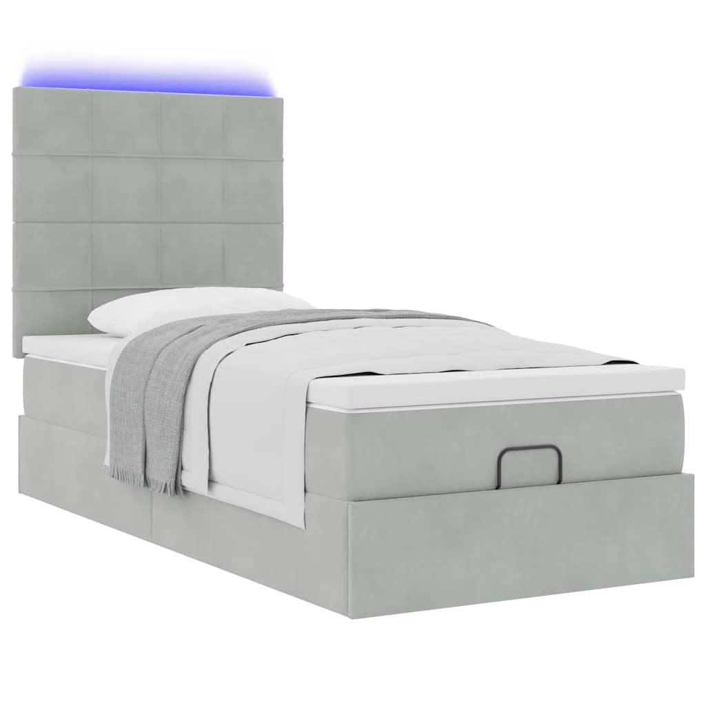 vidaXL Estructura cama otomana colchones gris claro 90x190cm