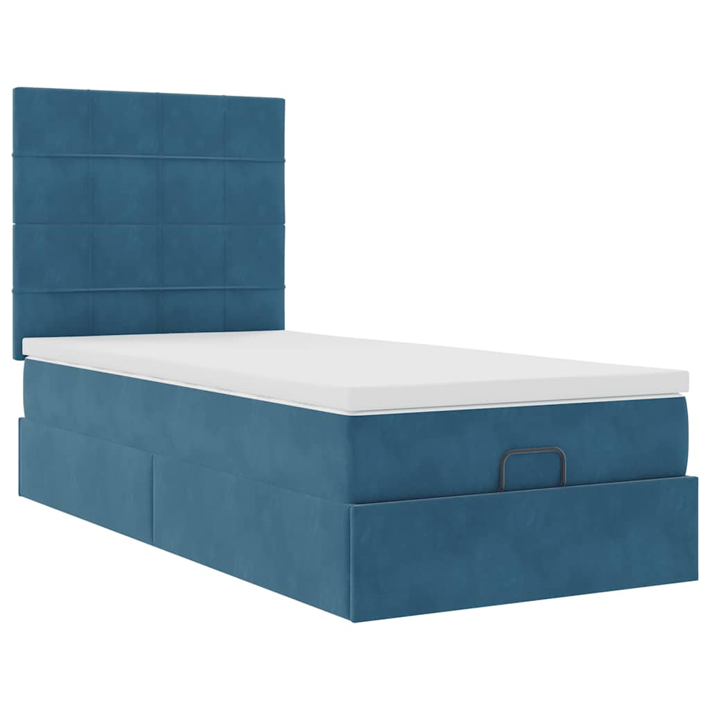 vidaXL Estructura de cama otomana con colchones terciopelo azul oscuro