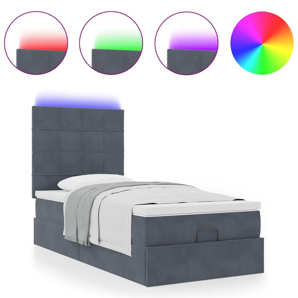 vidaXL Estructura cama otomana colchones terciopelo gris oscuro