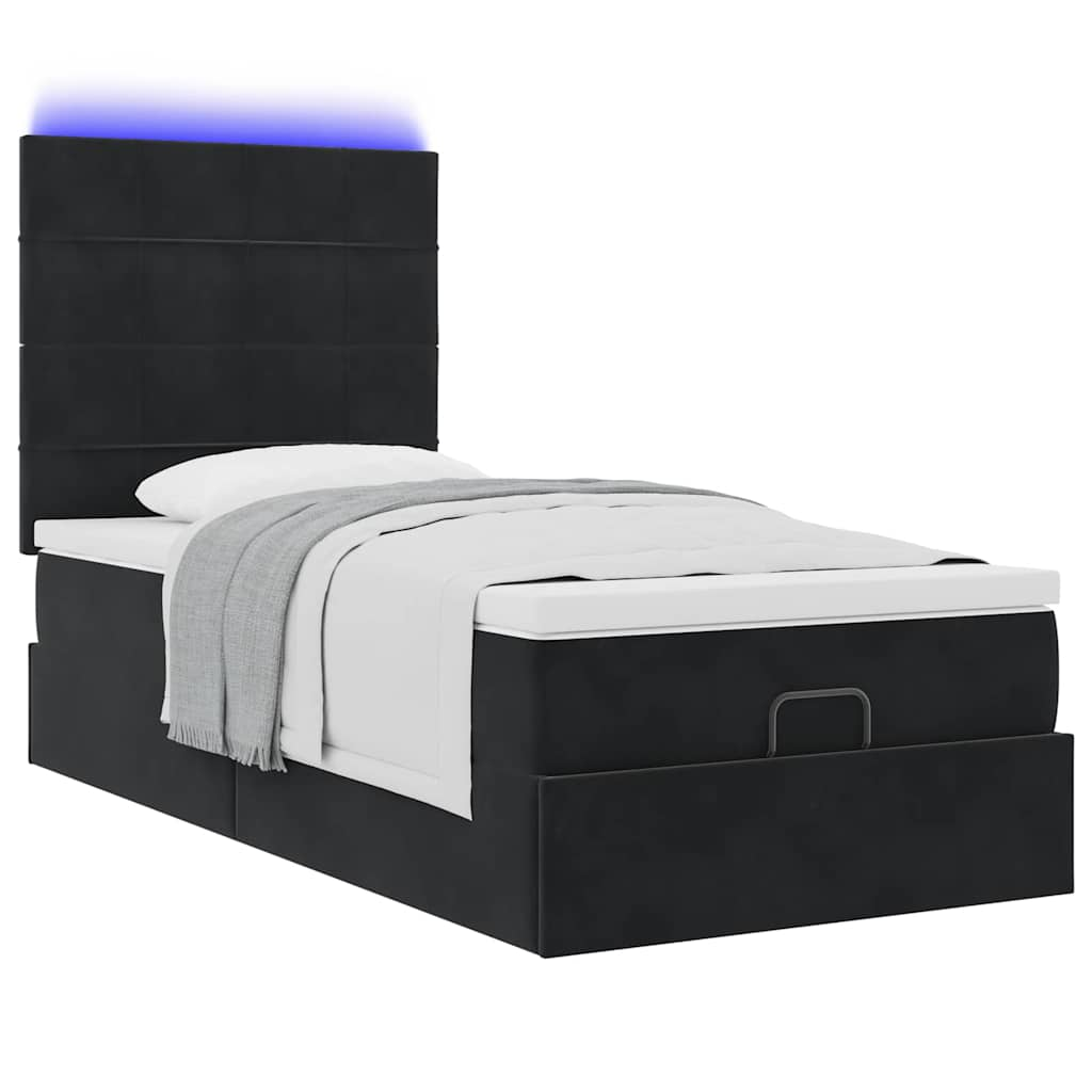 vidaXL Estructura de cama otomana colchones terciopelo negro 100x200cm