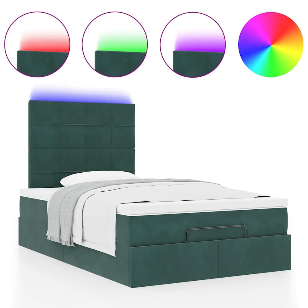 vidaXL Estructura de cama otomana colchones terciopelo verde oscuro