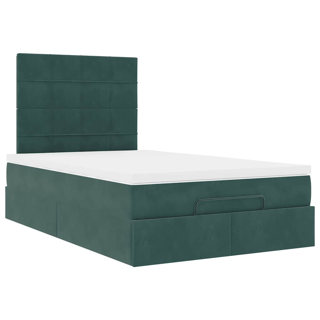 vidaXL Estructura de cama otomana colchones terciopelo verde oscuro