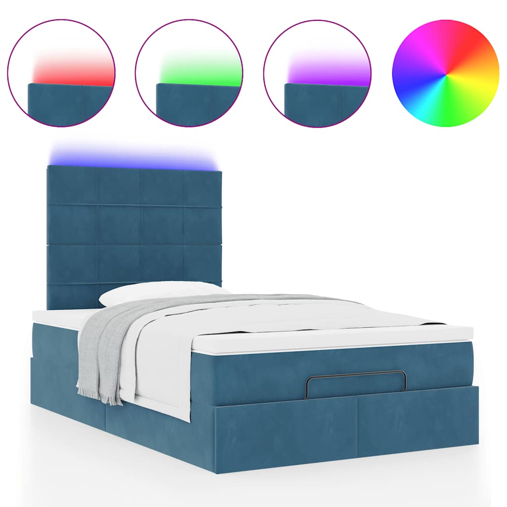 vidaXL Estructura de cama otomana colchones terciopelo azul oscuro