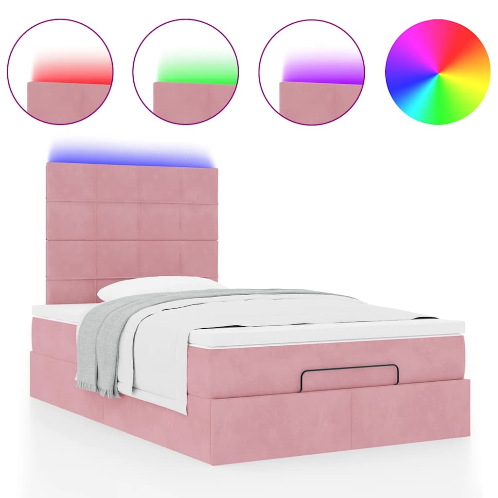 vidaXL Estructura cama otomana colchones terciopelo rosa 120x190 cm