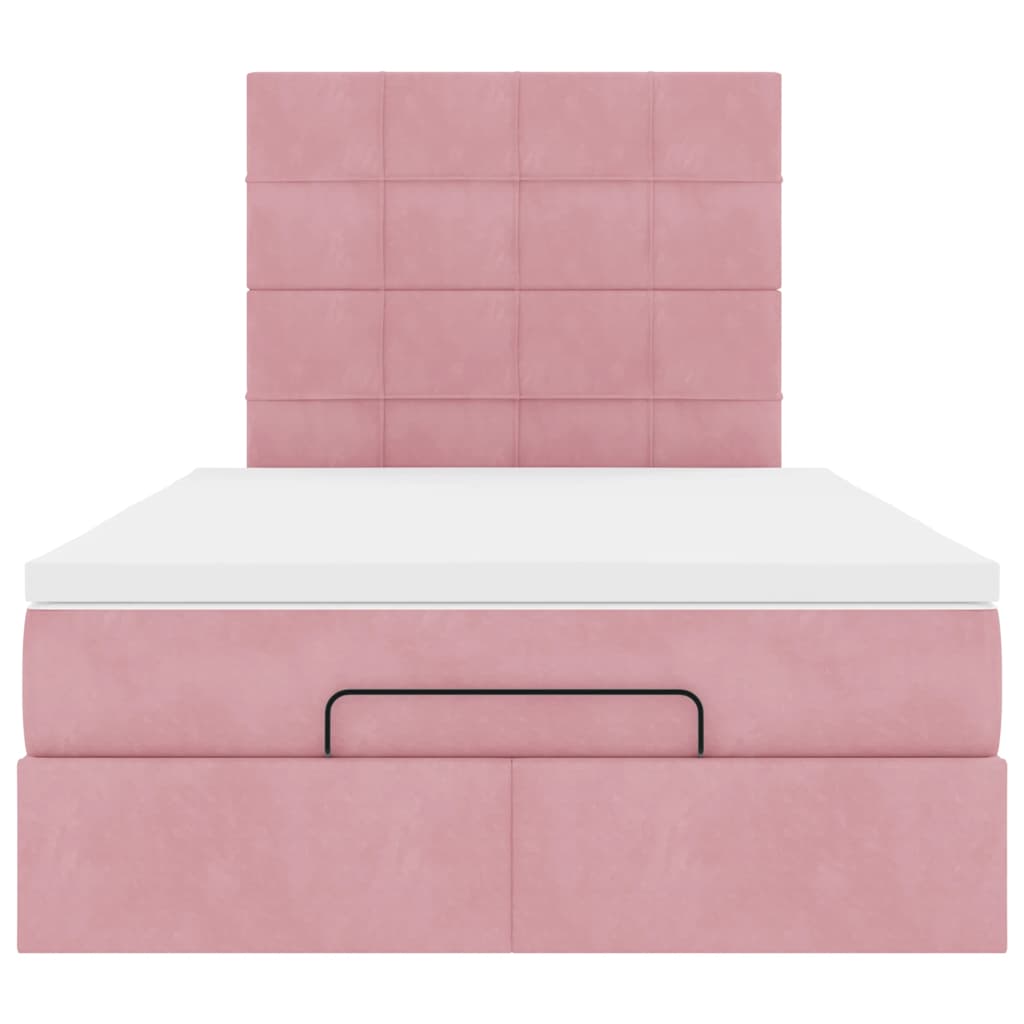 vidaXL Estructura cama otomana colchones terciopelo rosa 120x190 cm