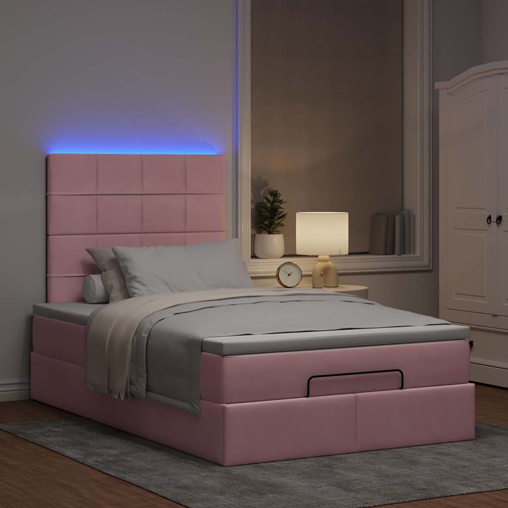 vidaXL Estructura cama otomana colchones terciopelo rosa 120x190 cm