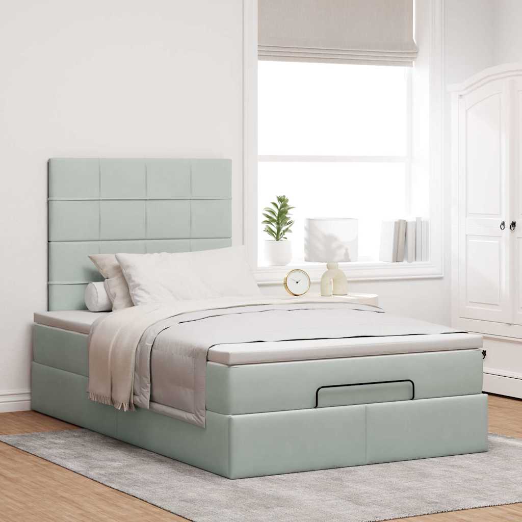 vidaXL Estructura cama otomana colchones gris claro 120x200cm